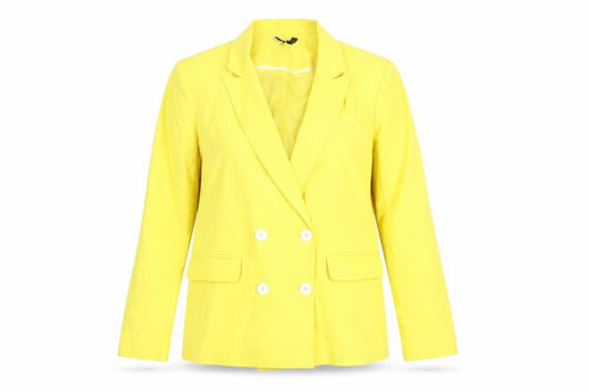 Topshop Womens Yellow Double-Breasted Blazer Size 12 Tailored Jacket