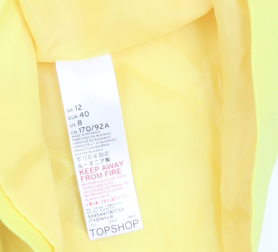 Topshop Womens Yellow Double-Breasted Blazer Size 12 Tailored Jacket