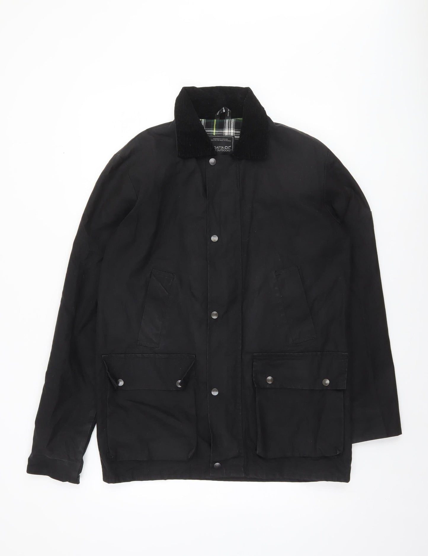 Regatta Men’s Black Waxed Cotton Outdoor Jacket Size S Waterproof Lined