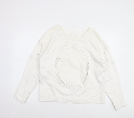 Zara W&B Collection Women Ivory Long Sleeve Pullover Sweatshirt Size M