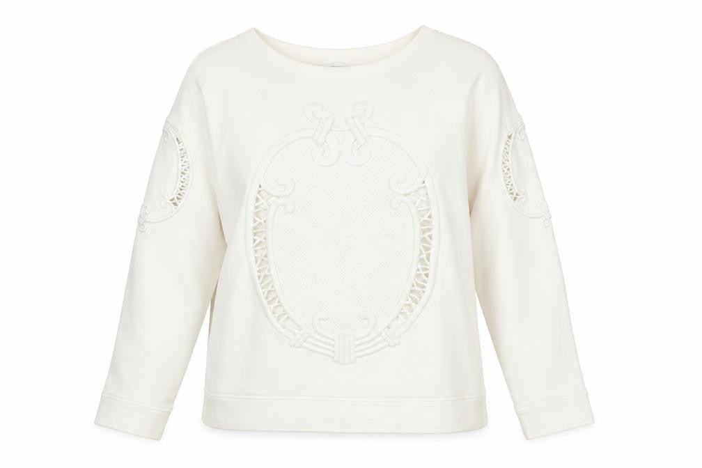 Zara W&B Collection Women Ivory Long Sleeve Pullover Sweatshirt Size M