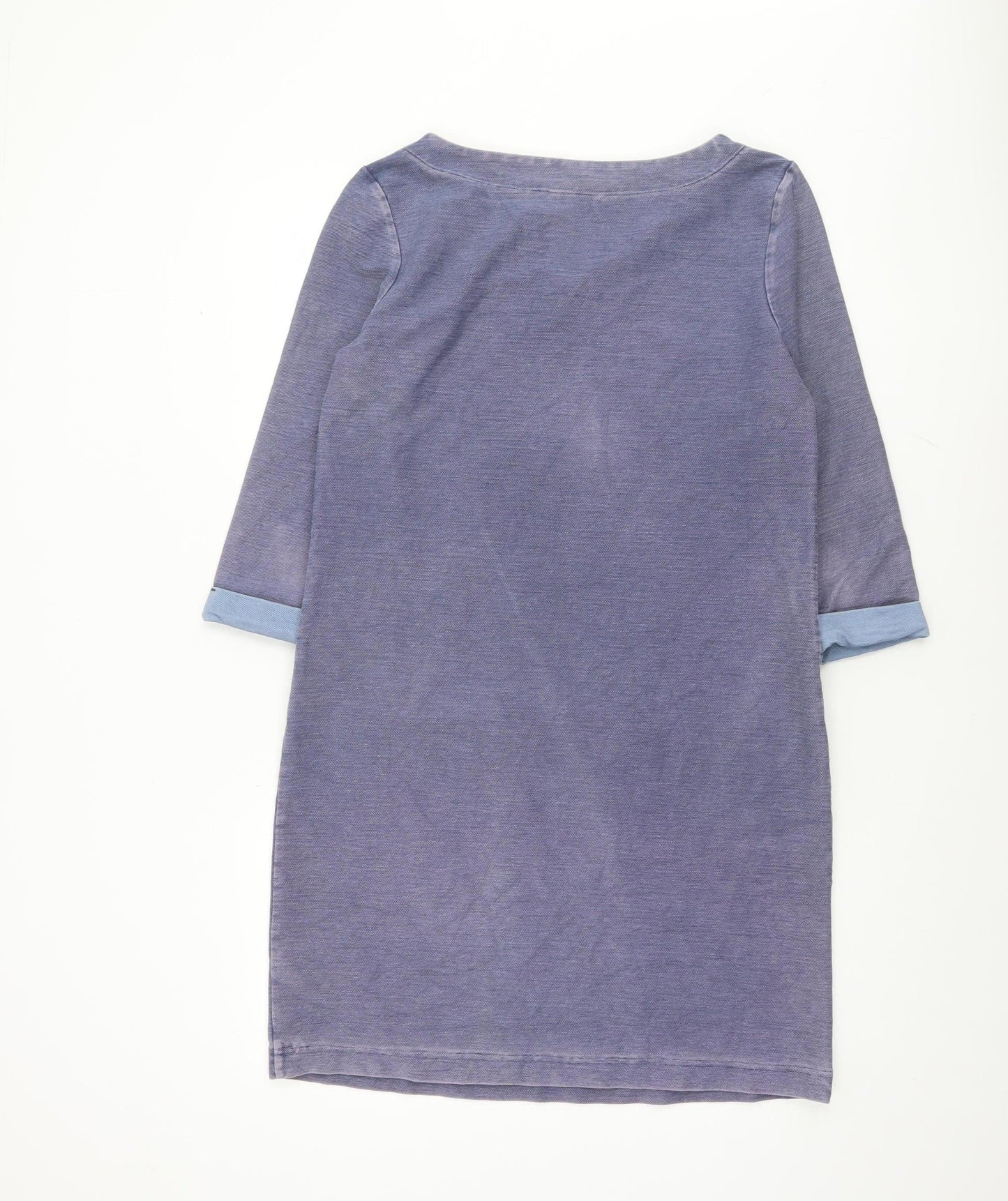 White Stuff Women's Blue 3/4 Sleeve Shift Dress Size 14 Cotton Blend