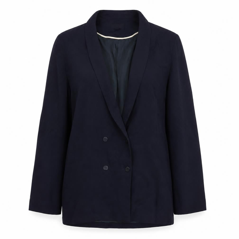 Topshop Womens Blue Double-Breasted Shawl Blazer Size 12