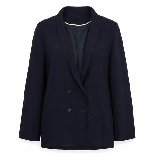 Topshop Womens Blue Double-Breasted Shawl Blazer Size 12