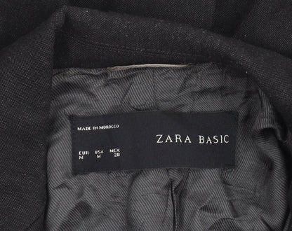 Zara Basic Women Black Size 12 Single-Breasted Blazer