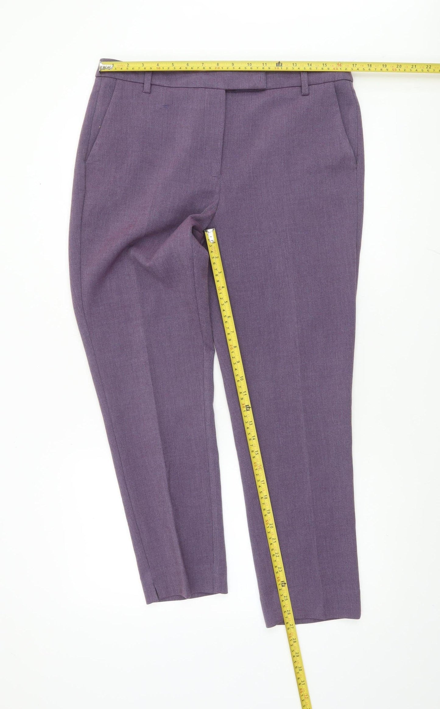 Marks and Spencer Womens Purple Slim Ankle Trousers Size 14