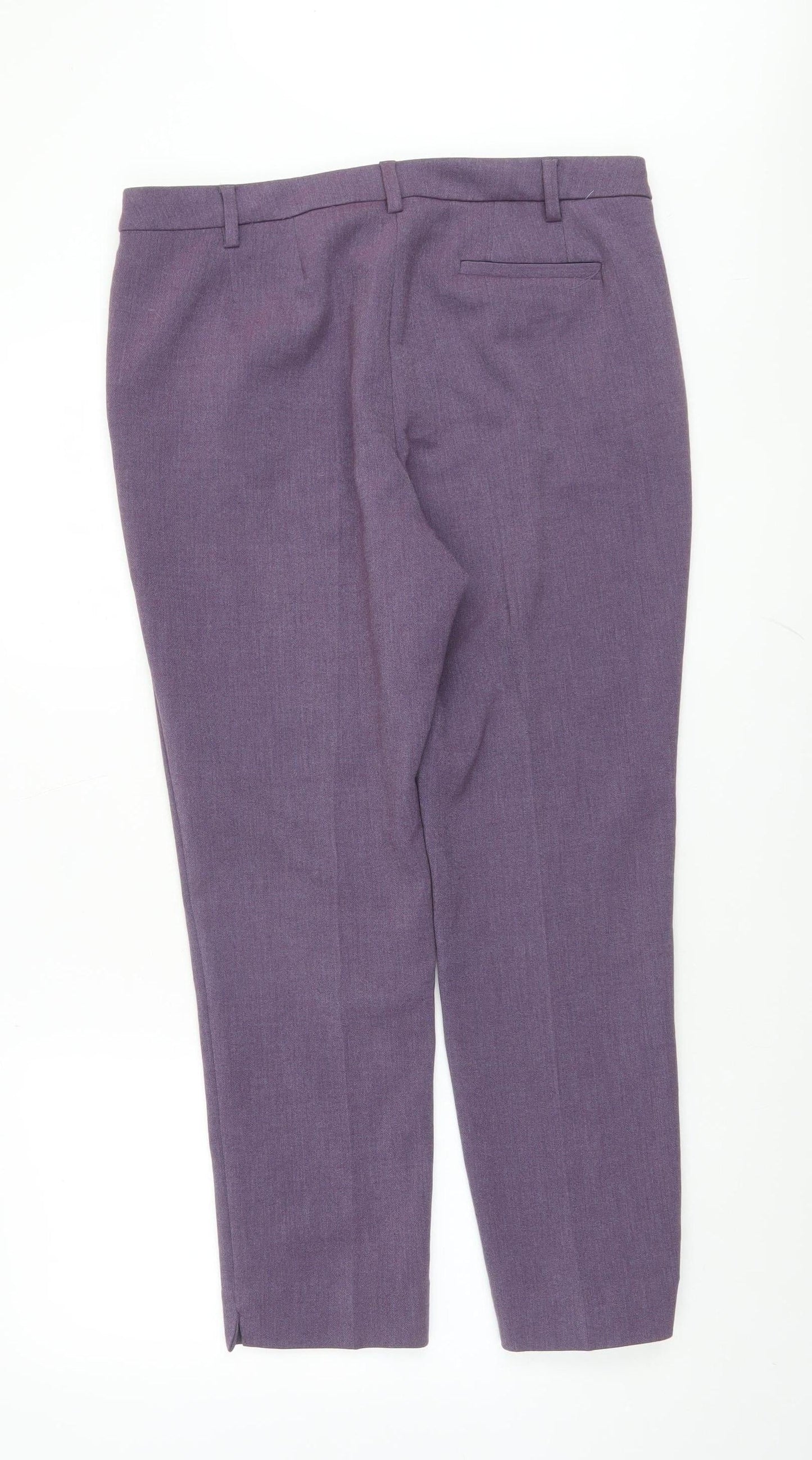 Marks and Spencer Womens Purple Slim Ankle Trousers Size 14