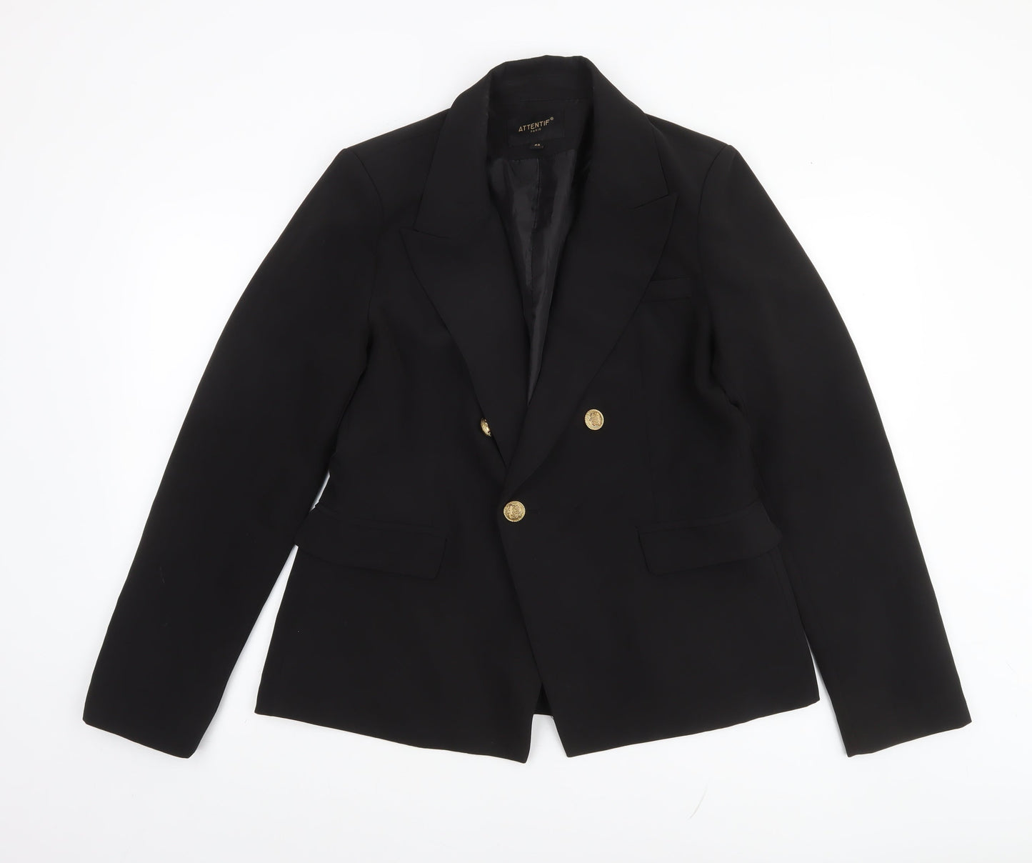 Attentif Paris Women's Black Double-Breasted Blazer Size 18