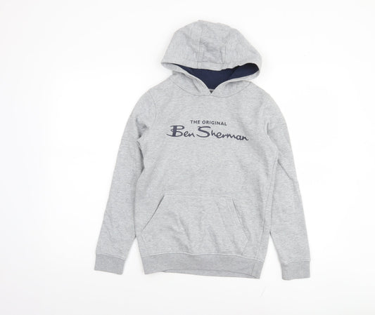 Ben Sherman Boys Grey Pullover Hoodie 9-10 Years Cotton Blend Casual