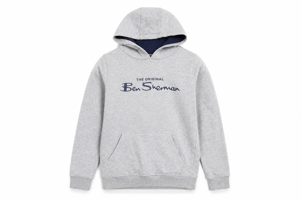 Ben Sherman Boys Grey Pullover Hoodie 9-10 Years Cotton Blend Casual