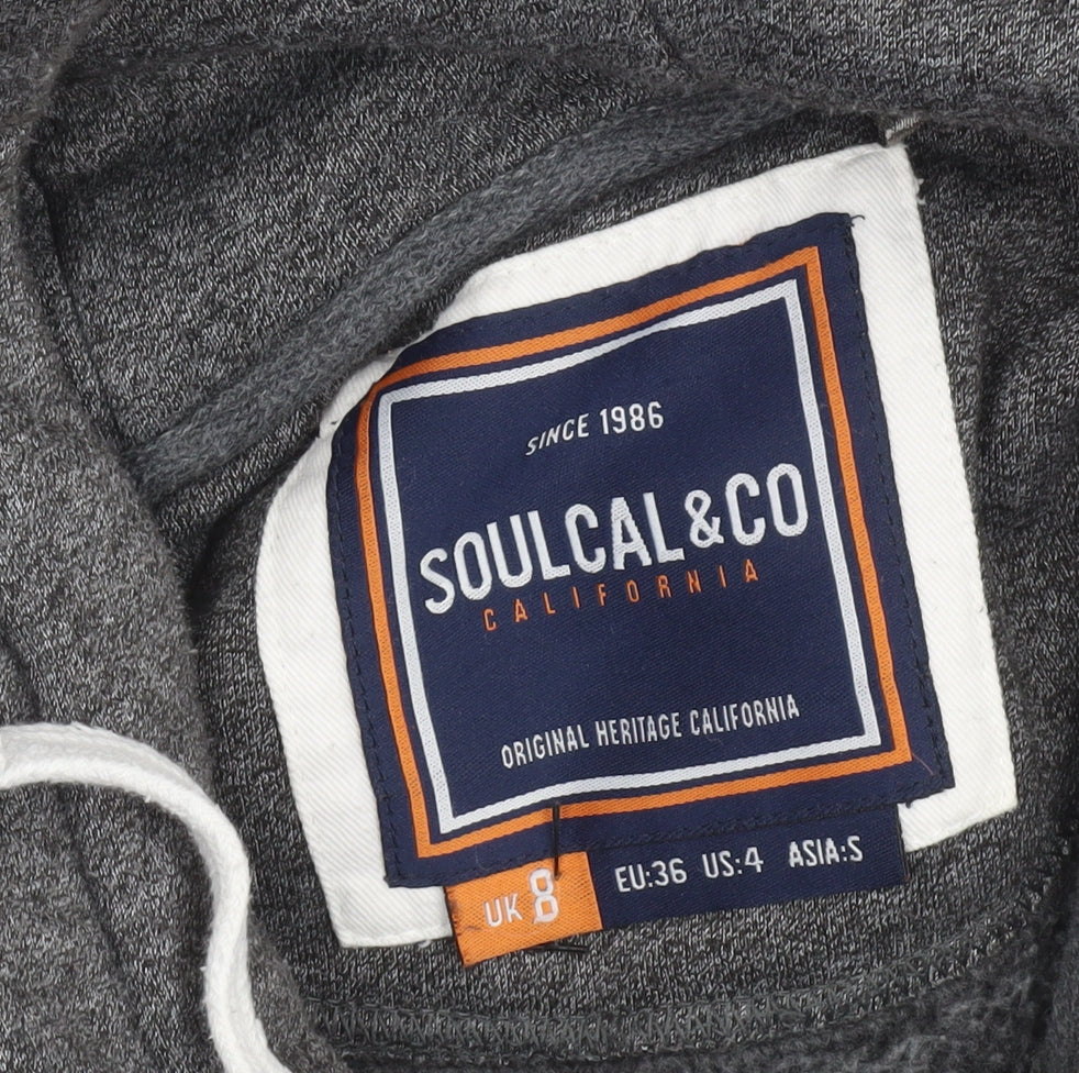 SoulCal & Co Women Grey Full Zip Hoodie UK 8 Cotton Blend