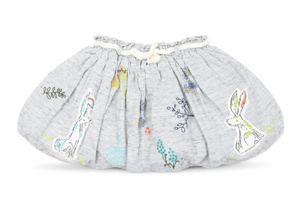 Next Girls Grey Bunny Embroidered A-Line Skirt 4 Years Cotton Blend
