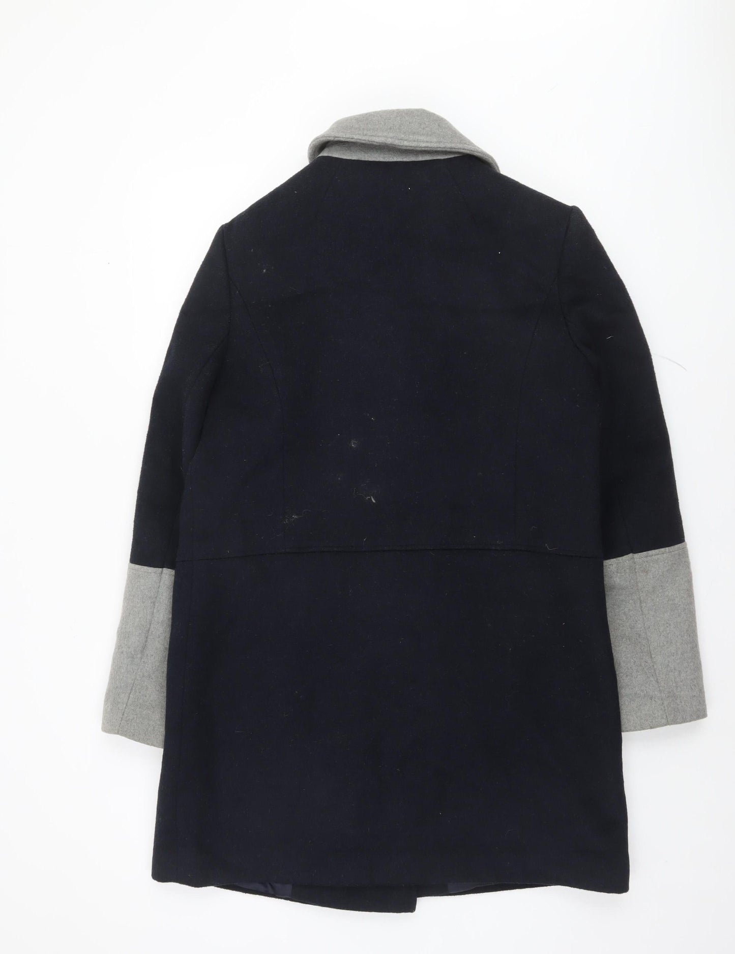Next Women Blue Grey Wool Blend Mid-Length Coat Size 12