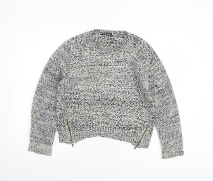 Candy Couture Girls Grey Knitted Pullover Jumper with Zip Accents Size 15 Years