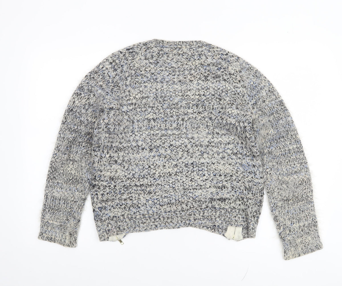Candy Couture Girls Grey Knitted Pullover Jumper with Zip Accents Size 15 Years