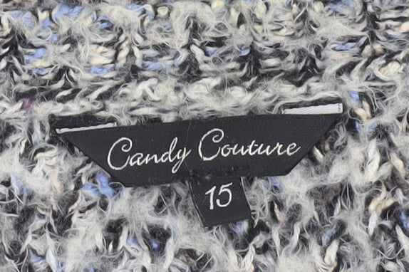 Candy Couture Girls Grey Knitted Pullover Jumper with Zip Accents Size 15 Years