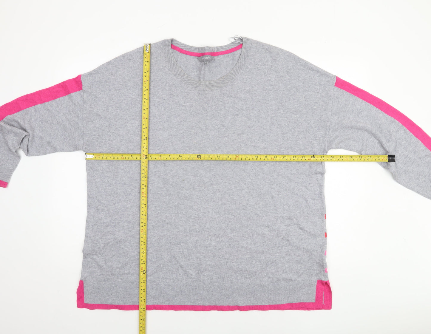 Principles Women’s Grey Pink Striped Pullover Jumper Size 20