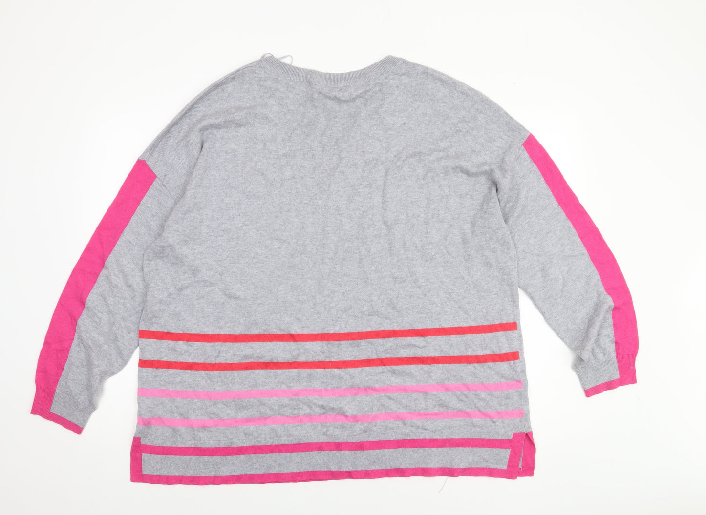 Principles Women’s Grey Pink Striped Pullover Jumper Size 20