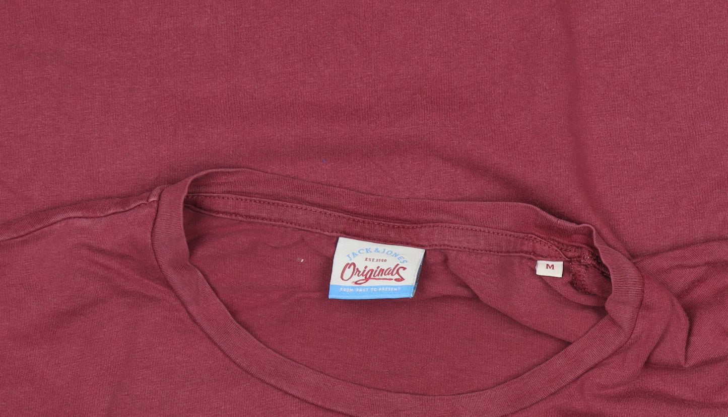 Jack & Jones Men's Red Cotton Crew Neck Short Sleeve T-Shirt Size M
