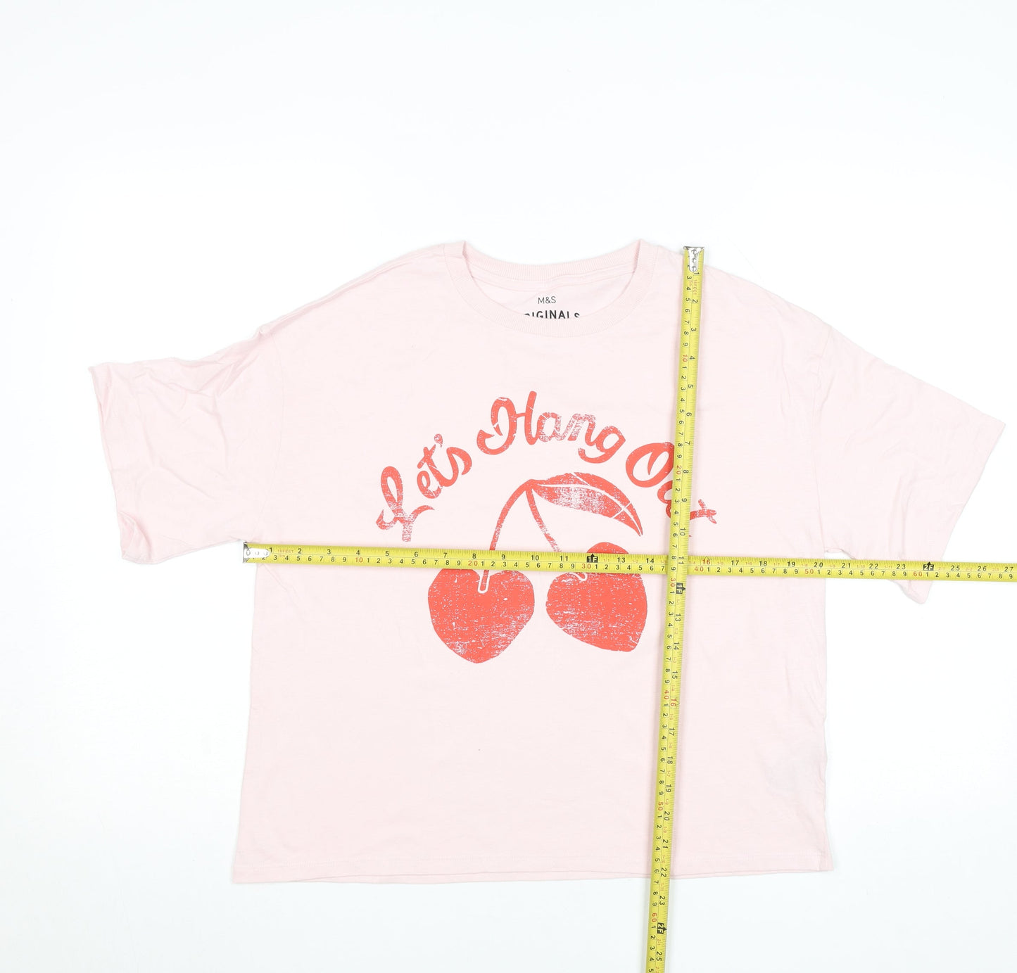 Marks and Spencer Teens Pink Basic Crew Neck Funny T-Shirt Size 14