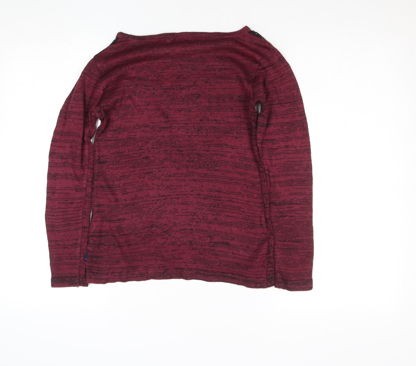 Redgirl Women's Red Lace Panel Long Sleeve Knit Top XS