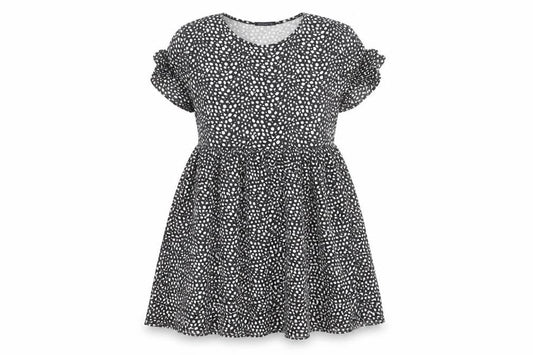 PRETTYLITTLETHING Women's Black Animal Print Skater Dress UK 8
