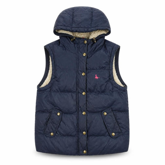 Jack Wills Womens Navy Hooded Puffer Waistcoat Size 10 Fleece Lined
