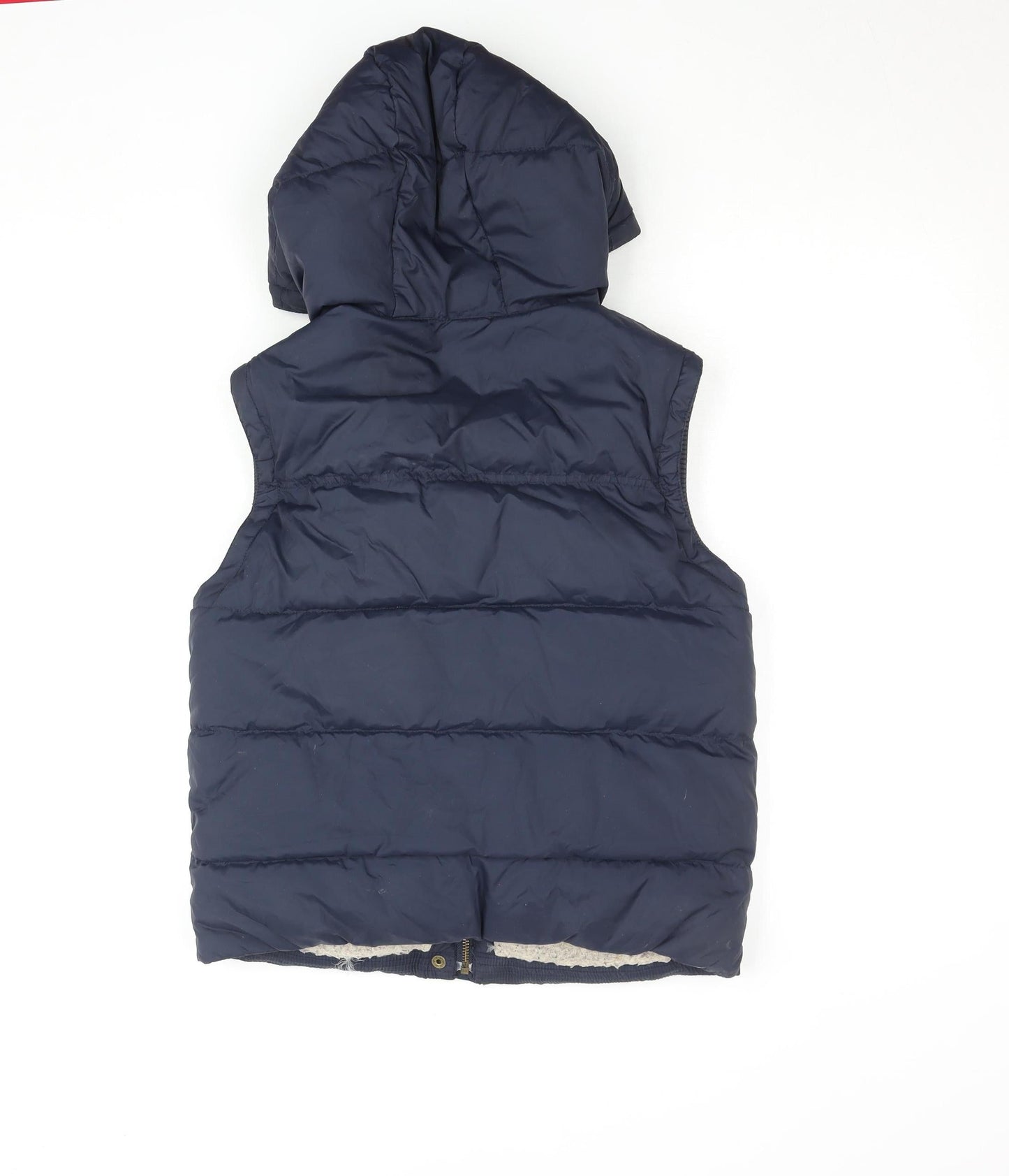 Jack Wills Womens Navy Hooded Puffer Waistcoat Size 10 Fleece Lined
