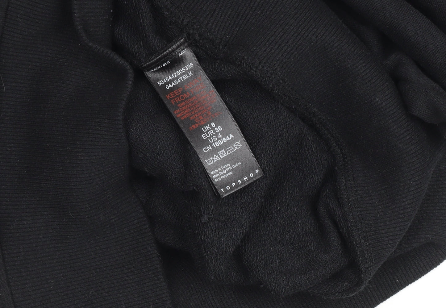 Topshop Women Black UK 8 Crew Neck Long Sleeve Cotton Sweatshirt Dress