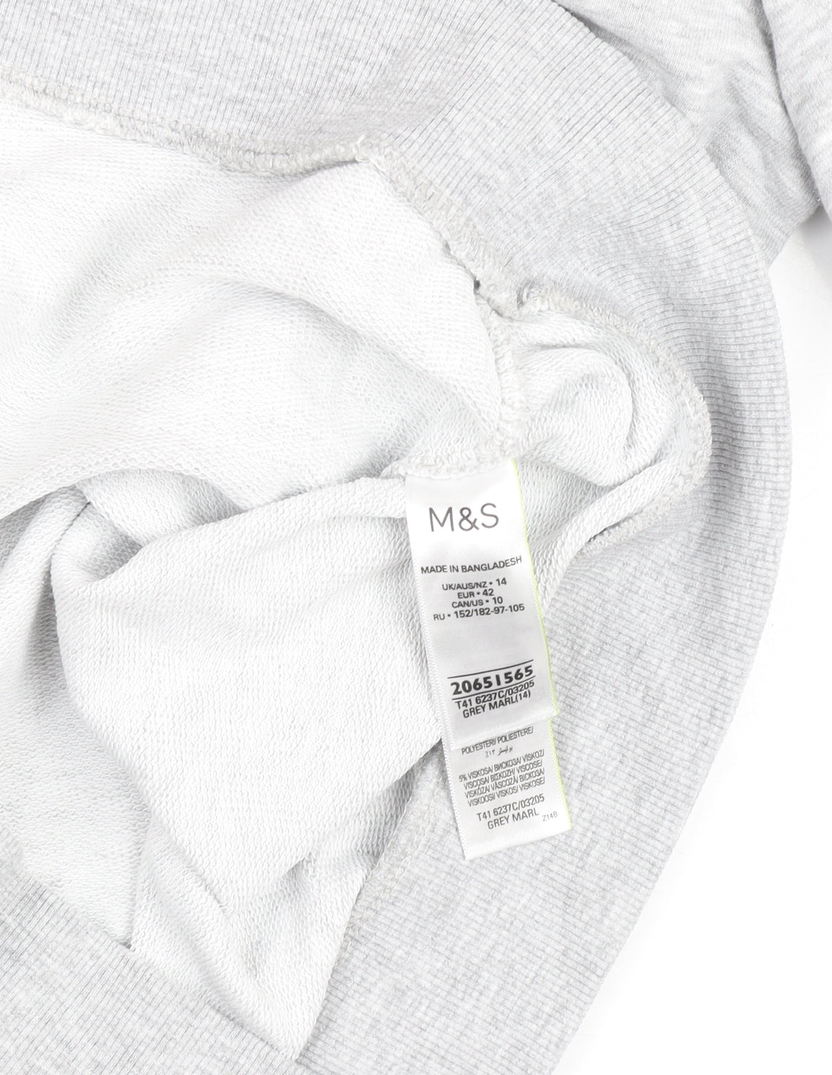 Marks and Spencer Women Grey Marl Cotton Blend Pullover Sweatshirt Size 14