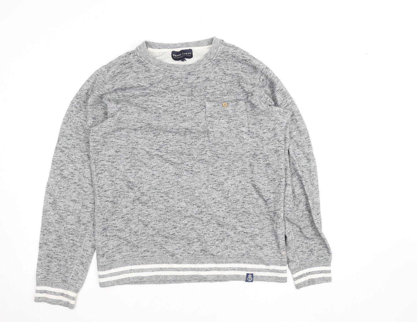 Shore Leave Men's Grey Knit Cotton Crew Neck Sweatshirt M