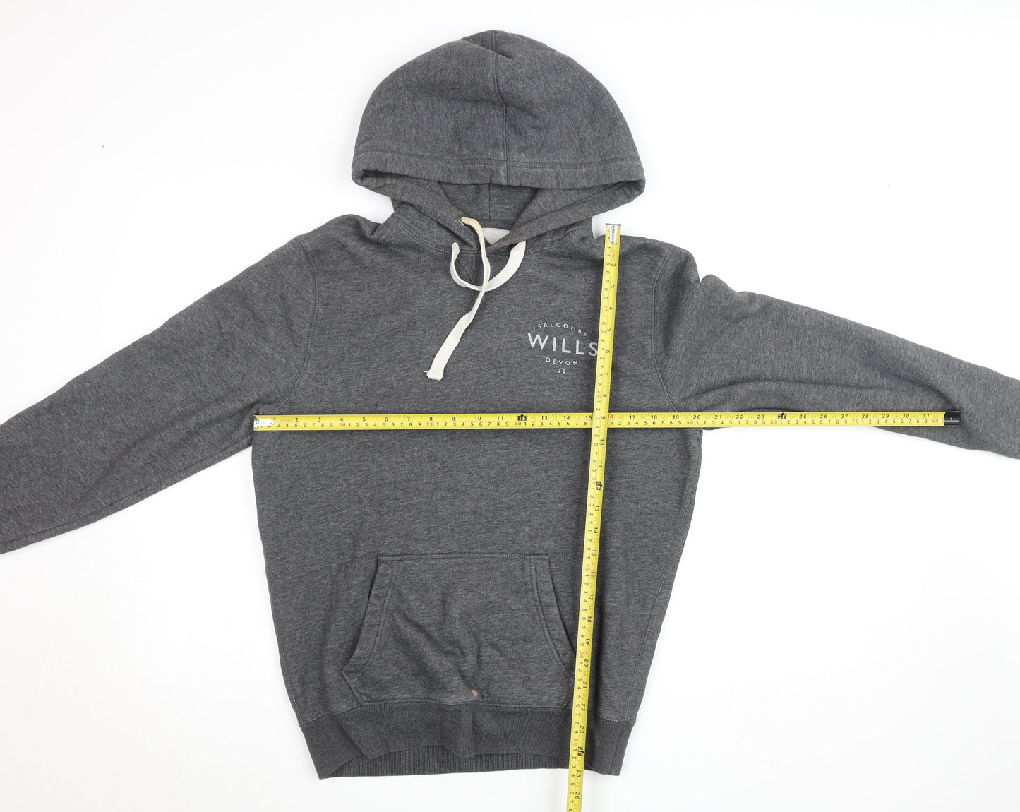 Jack Wills Men’s Grey Pullover Hoodie S Fleece Logo College Style