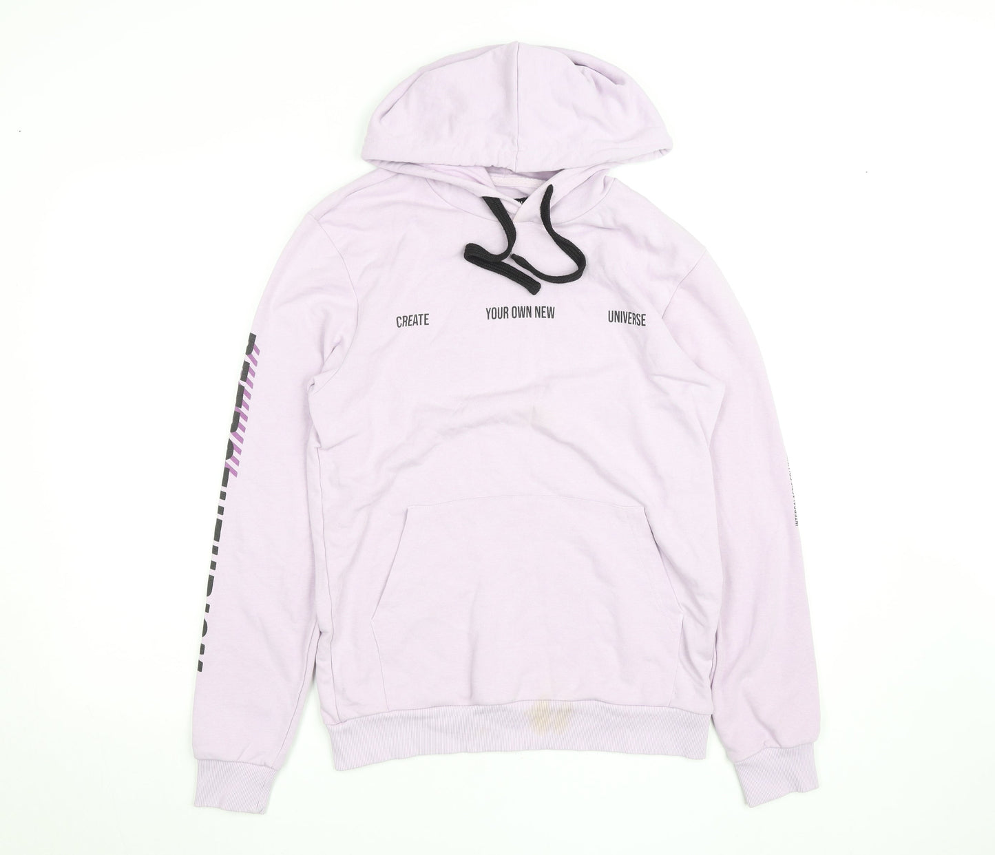 Zudio Women Purple Pullover Hoodie M Graphic Print Cotton Blend