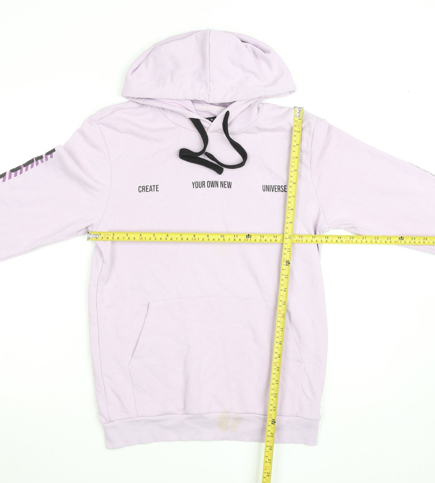 Zudio Women Purple Pullover Hoodie M Graphic Print Cotton Blend