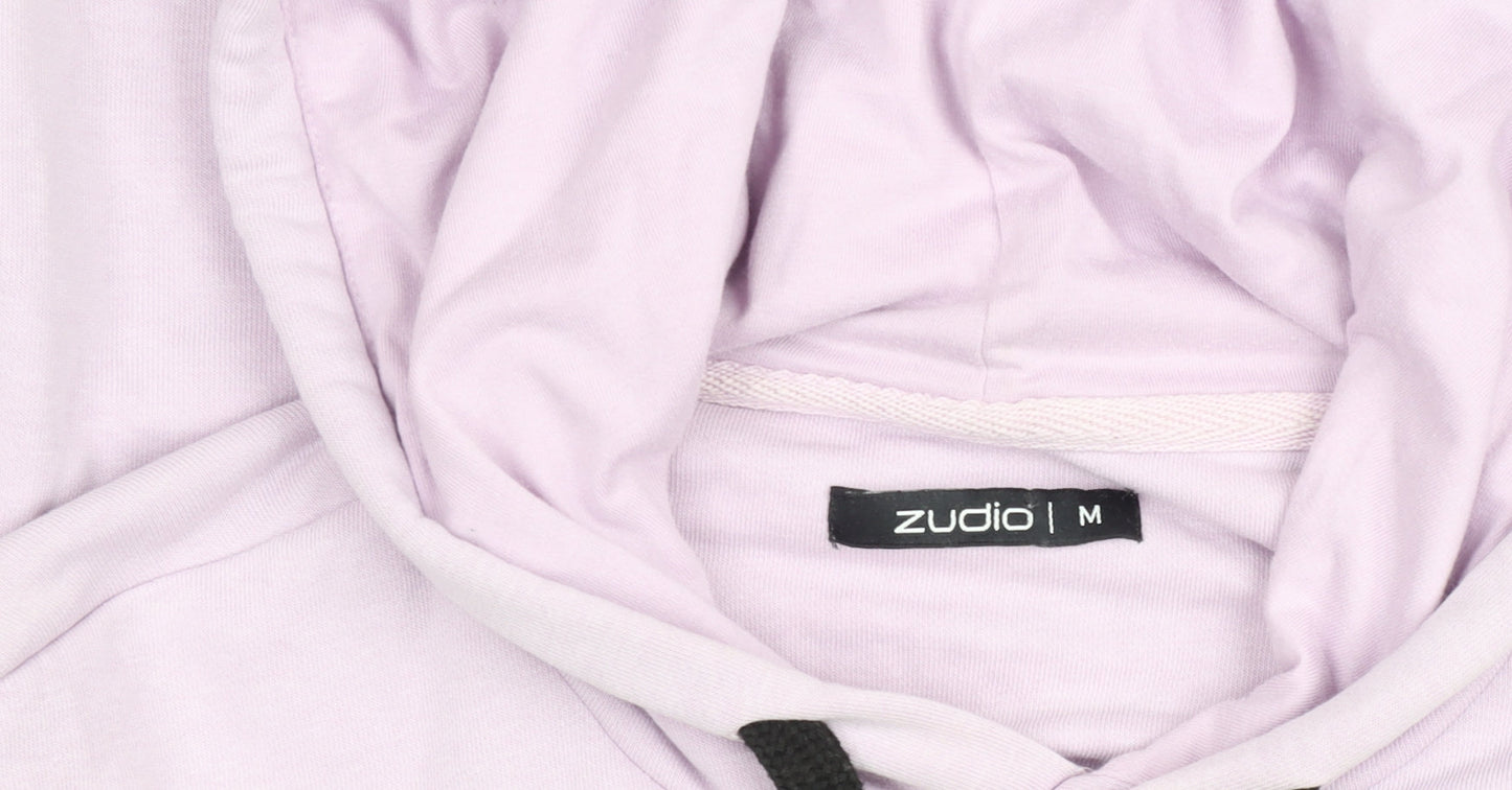 Zudio Women Purple Pullover Hoodie M Graphic Print Cotton Blend