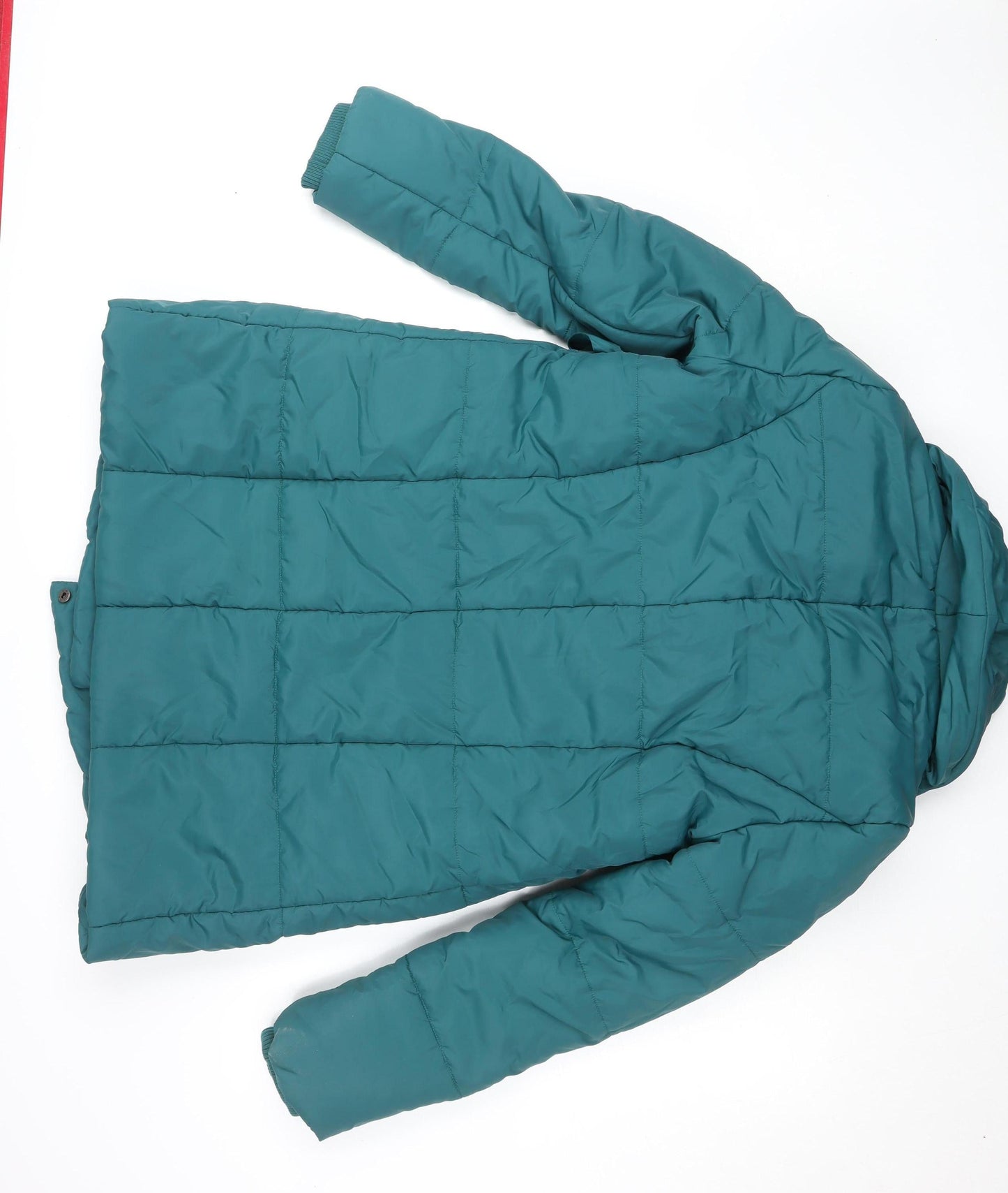 Mamalicious Women’s Green Long Puffer Coat M Maternity Belted