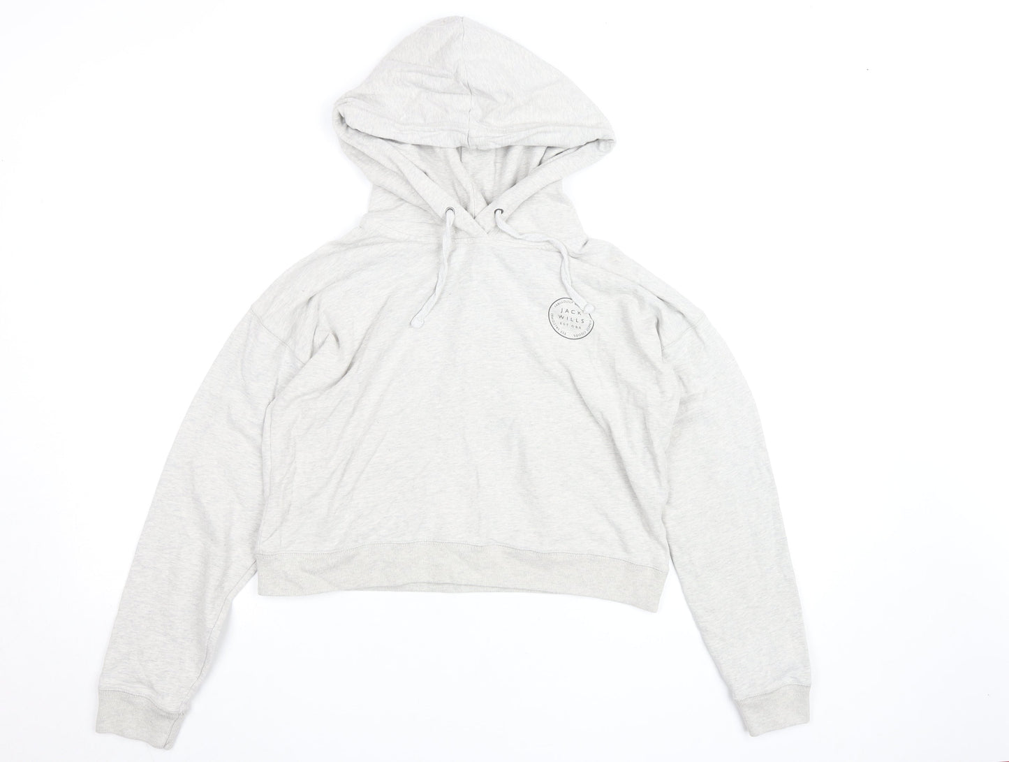 Jack Wills Womens Grey Size 6 Pullover Hoodie Sweatshirt