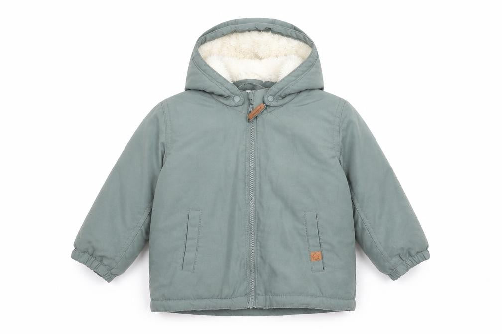 H&M Unisex Baby Green Hooded Parka Coat 18 Months Lined Winter Jacket