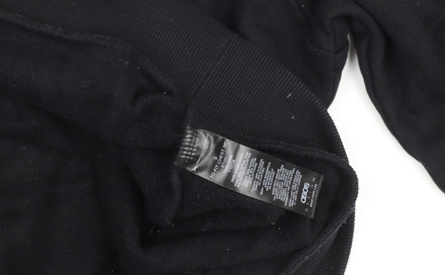 ASOS Design Men's Black Pullover Hoodie Size S Graphic Print Fleece