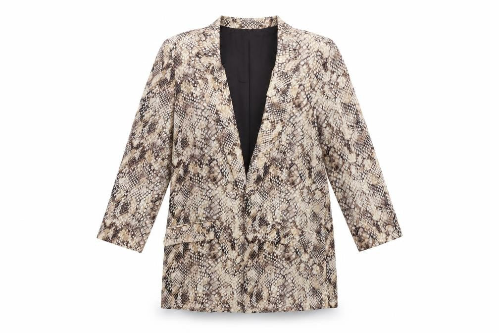 Mango Women’s Brown Snake Print Viscose Blazer XS