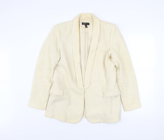 Mango Women Beige Tweed Blazer Jacket Lined Size L