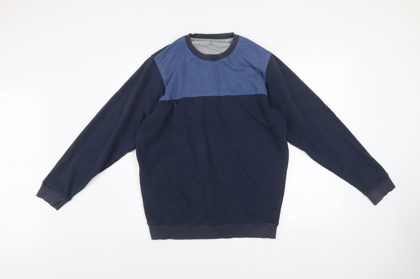 James Pringle Men's Blue Colourblock Crew Neck Sweatshirt Medium
