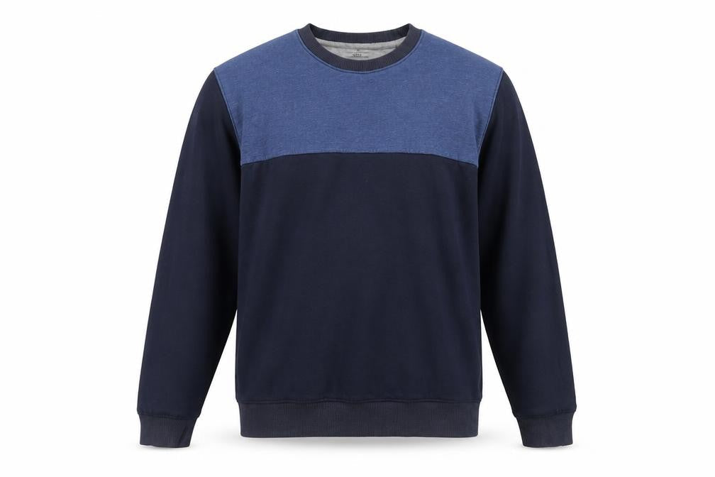 James Pringle Men's Blue Colourblock Crew Neck Sweatshirt Medium