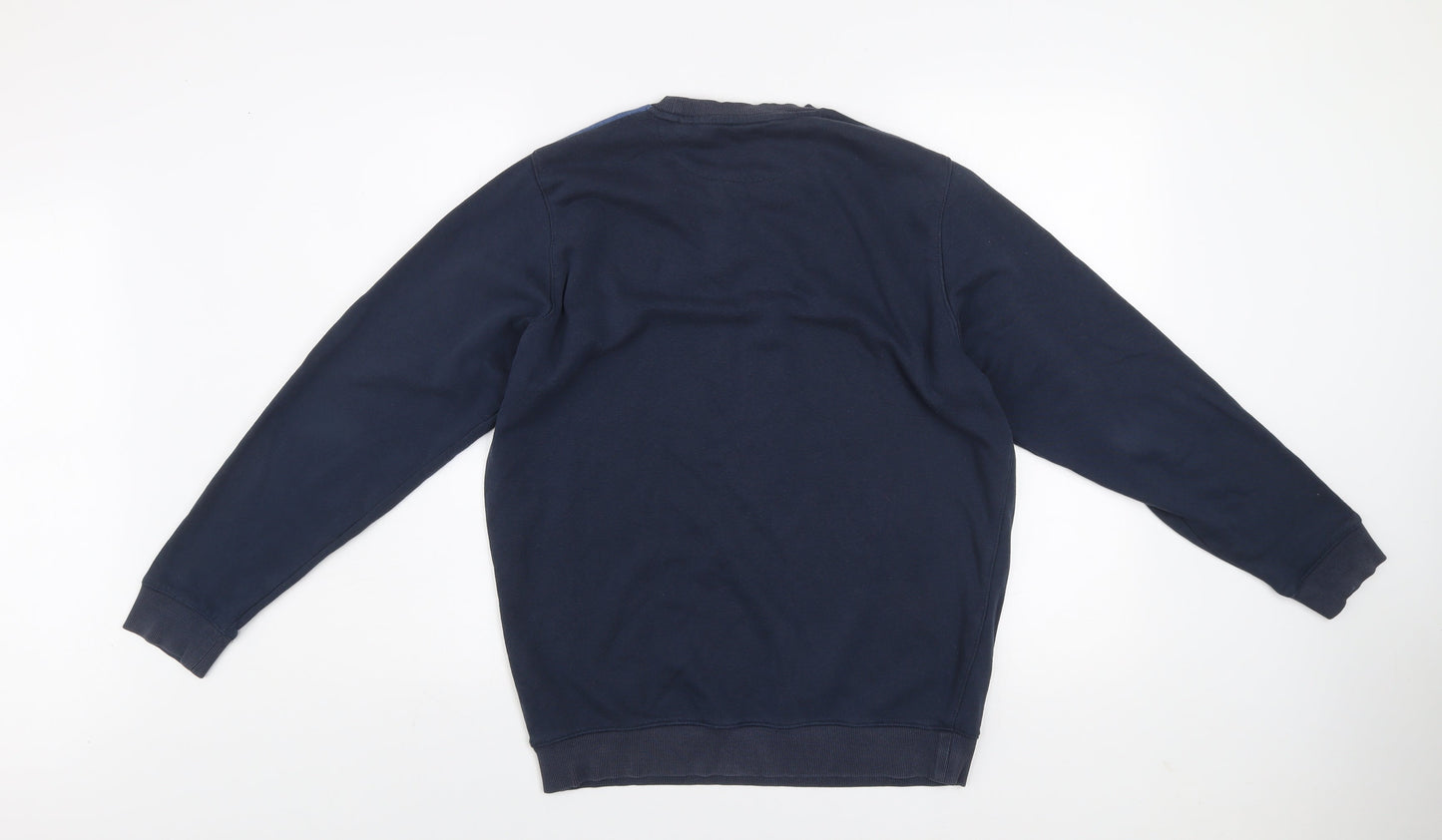 James Pringle Men's Blue Colourblock Crew Neck Sweatshirt Medium