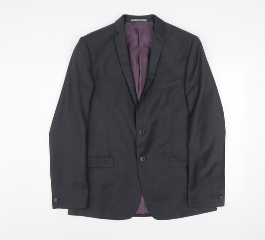 Red Herring Men's Grey 42L Long Regular Fit Two-Button Suit Jacket