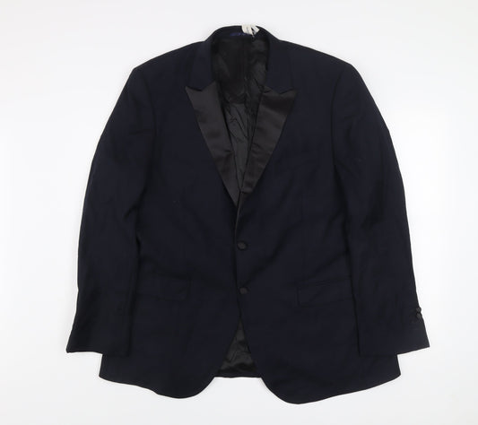 Hawes & Curtis Men's Blue Slim Fit Shawl Lapel Wool Blazer 46R