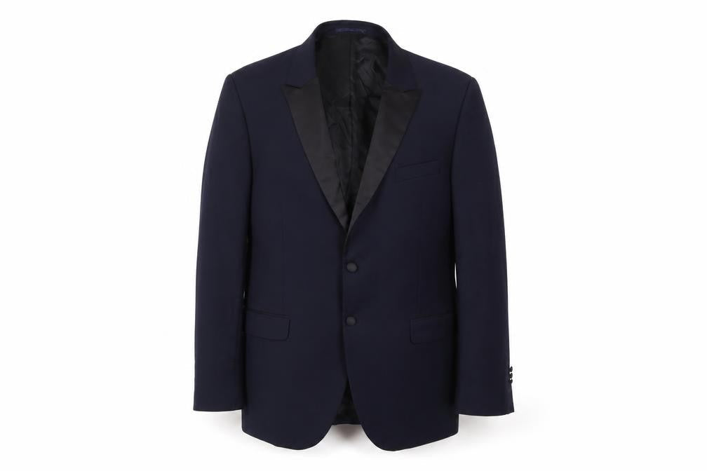 Hawes & Curtis Men's Blue Slim Fit Shawl Lapel Wool Blazer 46R
