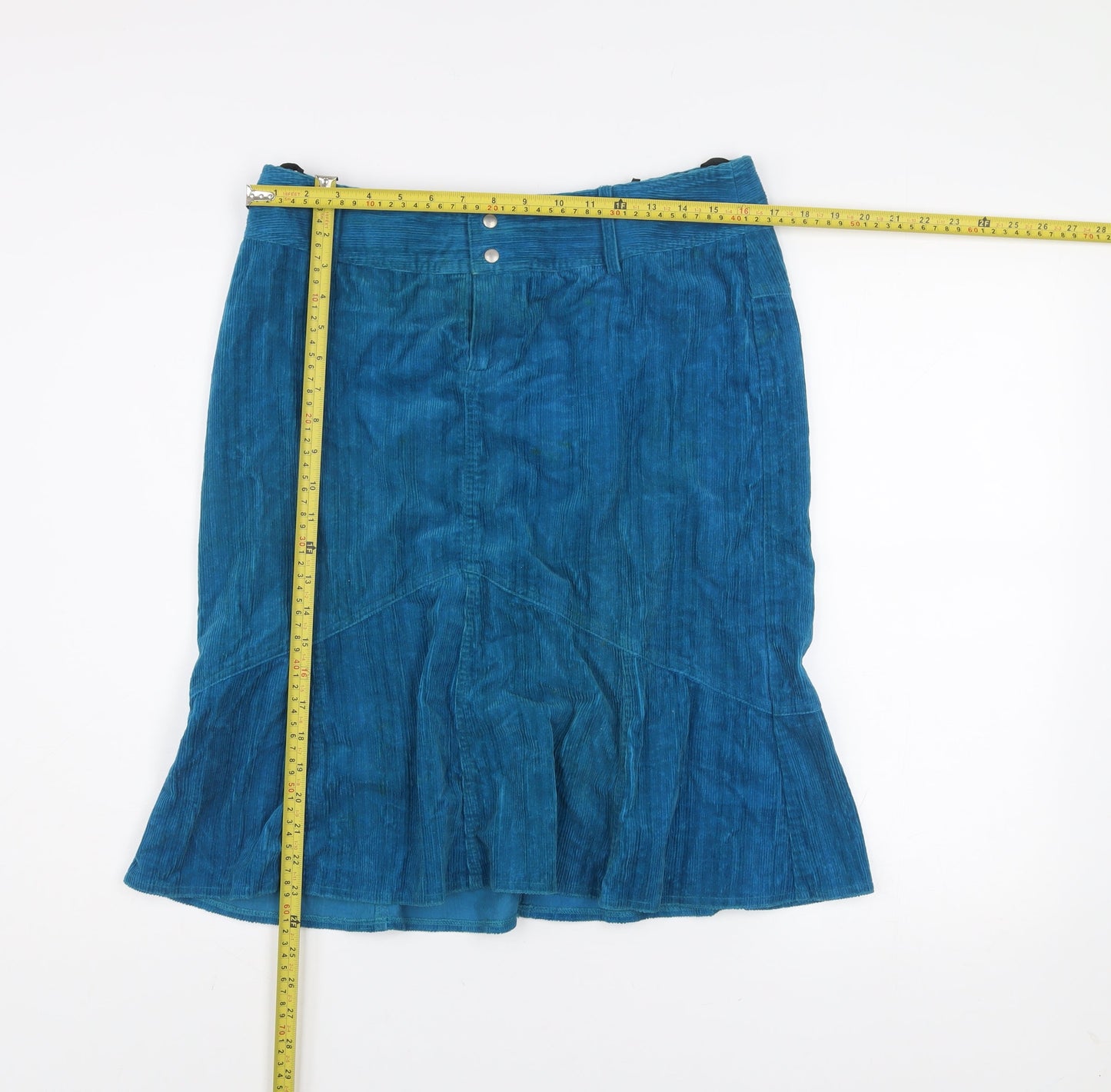 Watcher Women’s Blue Corduroy Flared Knee Length Skirt L