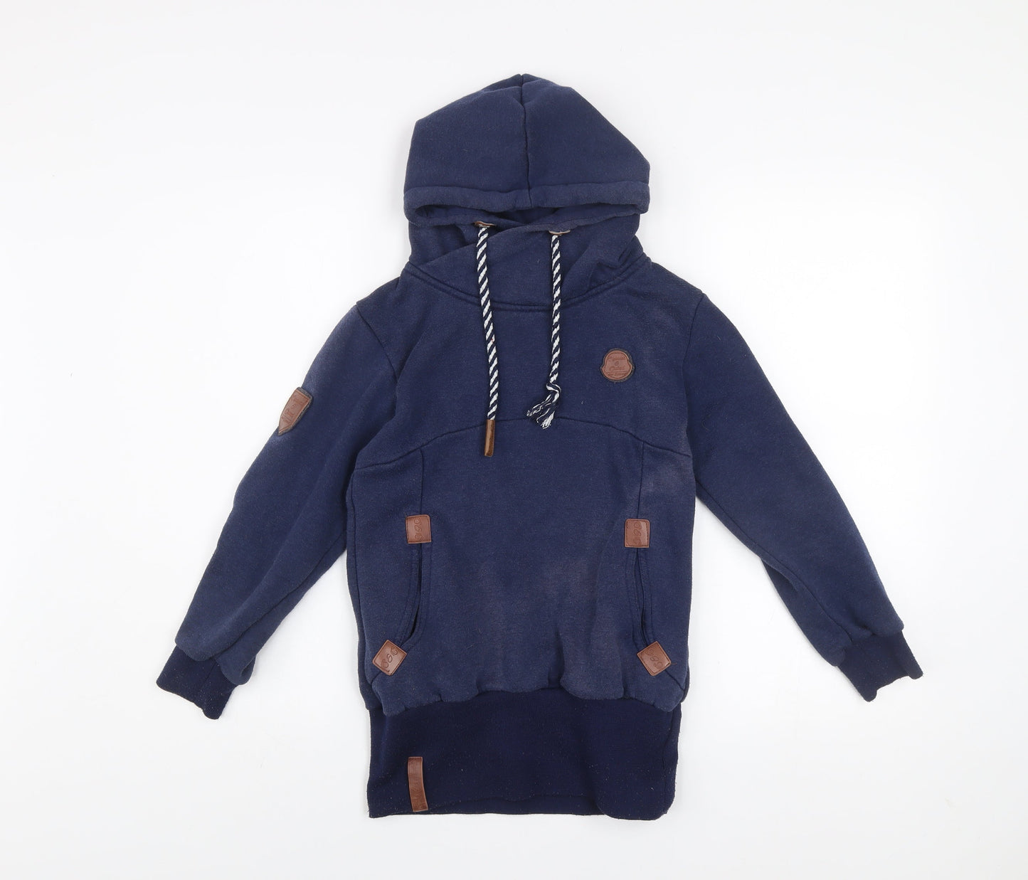 Squared & Cubed Girls Blue Pullover Hoodie 12 Years High Neck Cotton Blend