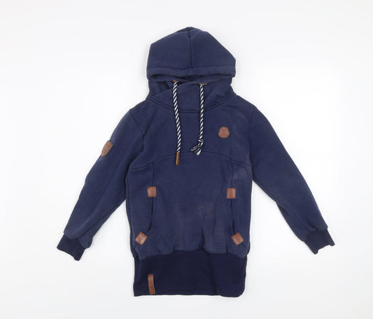 Squared & Cubed Girls Blue Pullover Hoodie 12 Years High Neck Cotton Blend